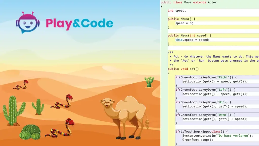 Eine Vorschau auf das Wüstenspiel, welches im Java 2 Kurs programmiert wird